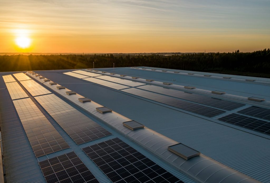 solar panels on roof